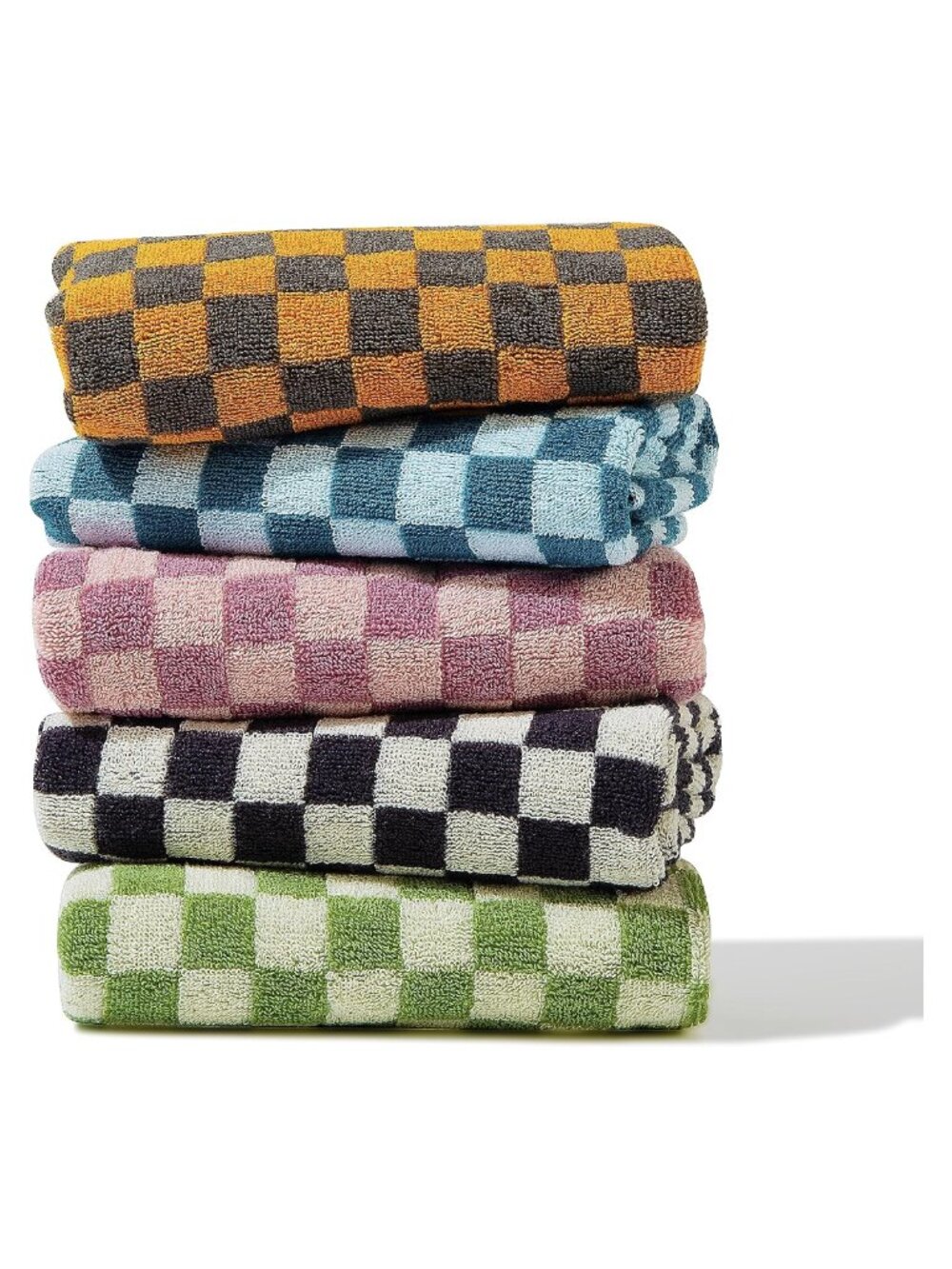 Cotton Hand Towels 5 Pack Soft Absorbent Checkered Spa Gym Kitchen